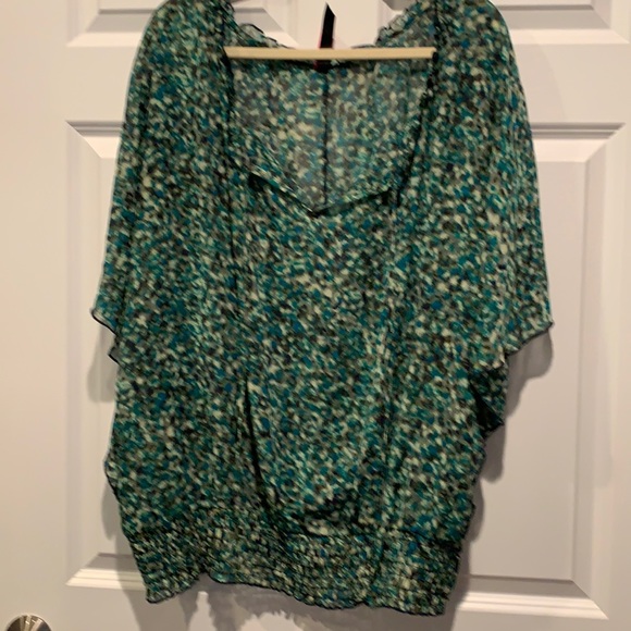 Pure Energy Tops - Sheer Elastic Smock Waistband Plus Size Top